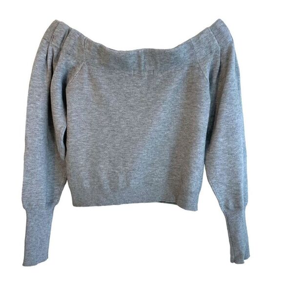 Good American Off Shoulder Sweatshirt Top - Picture 6 of 7